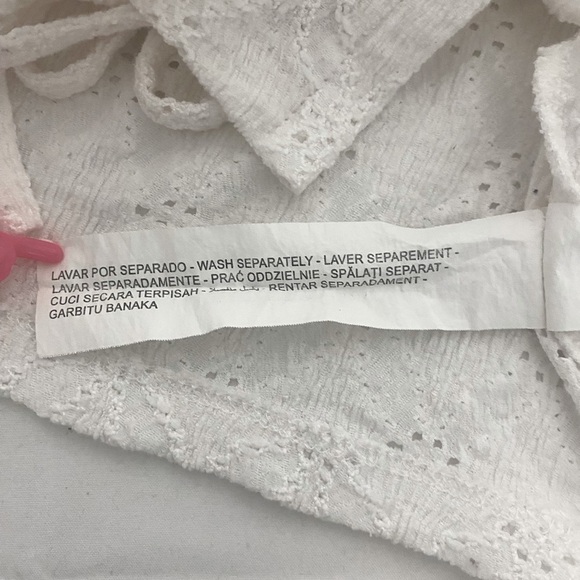 ZARA Embroidered Women’s Eyelet Crop Top in White Size Large - Picture 7 of 11